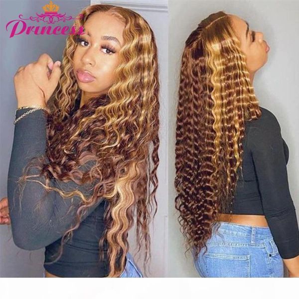 princess transparent lace highlight colored wig brazilian human hair wigs pre plucked deep wave lace front wig for black women, Black;brown
princess transparent lace highlight colored wig brazilian human hair wigs pre plucked deep wave lace front wig for black women, Black;brown