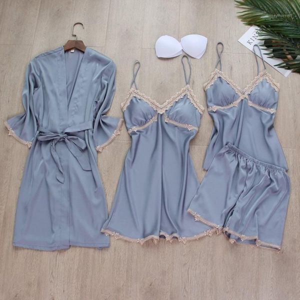 women's sleepwear pajamas women's four-piece suit 2021 four seasons fashion nightgown nightdress suspender shorts casual home serv, Black;red
women's sleepwear pajamas women's four-piece suit 2021 four seasons fashion nightgown nightdress suspender shorts casual home serv, Black;red