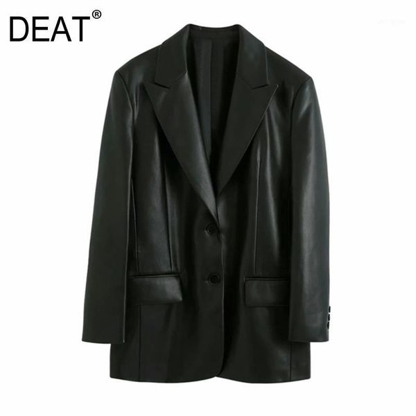 deat 2020 new autumn and winter notched full sleeves pu leather pocket wide big size female loose blazer fashion wn91201l1, White;black
deat 2020 new autumn and winter notched full sleeves pu leather pocket wide big size female loose blazer fashion wn91201l1, White;black