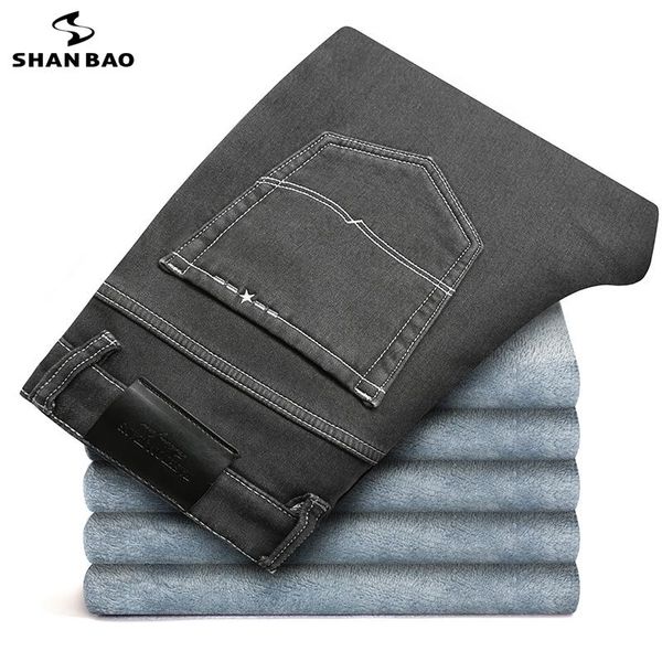 shan bao men's straight slim grey jeans 2020 winter brand clothing cotton fleece thick warm youth denim jeans, Blue
shan bao men's straight slim grey jeans 2020 winter brand clothing cotton fleece thick warm youth denim jeans, Blue