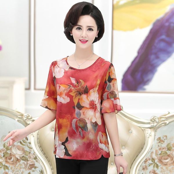 women's t-shirt flowers chiffon t shirt middle age women clothes 2021 summer fashion casual loose plus size mother short sleeve pullove, White
women's t-shirt flowers chiffon t shirt middle age women clothes 2021 summer fashion casual loose plus size mother short sleeve pullove, White