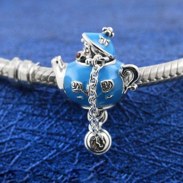 925 sterling silver blue enamel unbirthday party teapot charm bead fits european style beads bracelets, Black
925 sterling silver blue enamel unbirthday party teapot charm bead fits european style beads bracelets, Black