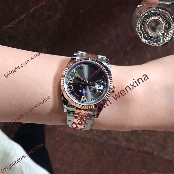 16 colour waterproof woman watches 36mm diamond roman numerals dial.fluted bezel roman numeral rose gold and steel. 2813 automatic watch, Slivery;brown
16 colour waterproof woman watches 36mm diamond roman numerals dial.fluted bezel roman numeral rose gold and steel. 2813 automatic watch, Slivery;brown