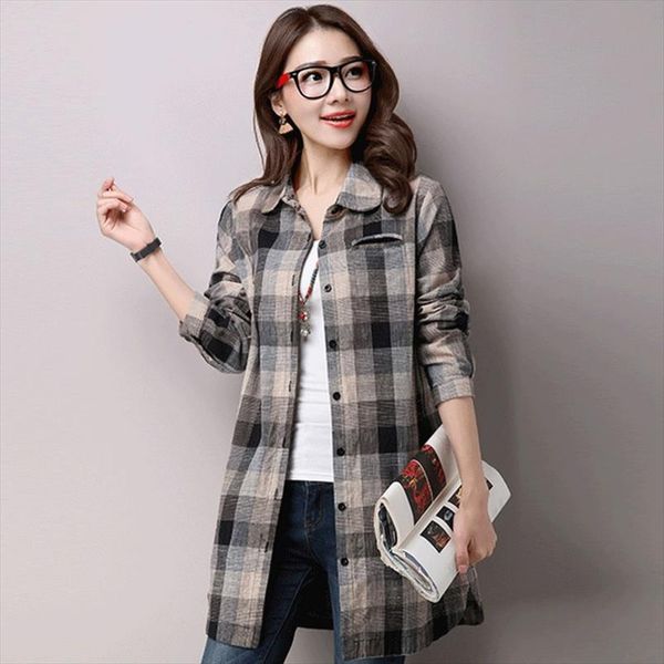 2914 vintage tunic shirt women long sleeve plaid cotton linen blouse female plus size casual casual long linen tunic spring, White
2914 vintage tunic shirt women long sleeve plaid cotton linen blouse female plus size casual casual long linen tunic spring, White
