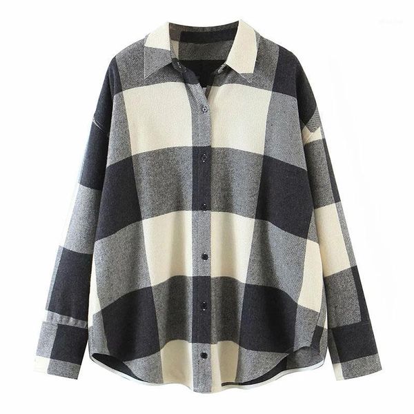 vintage stylish plaid shirt jackets women fashion turn-down collar check jacket female chic coat streetwear1, Black;brown 
vintage stylish plaid shirt jackets women fashion turn-down collar check jacket female chic coat streetwear1, Black;brown