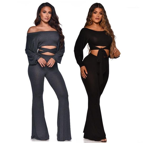 slash neck 2 piece set bandage designer womens new clothing soild color womens two piece pants, White
slash neck 2 piece set bandage designer womens new clothing soild color womens two piece pants, White