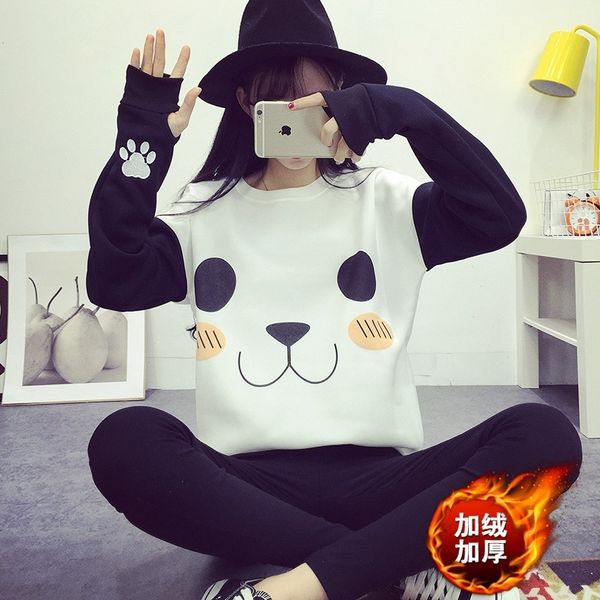 bsti9 rmlgf style cute loose cartoon velvet sweater women's pullover pulloversweater pullover color matching style panda harajuku, Black
bsti9 rmlgf style cute loose cartoon velvet sweater women's pullover pulloversweater pullover color matching style panda harajuku, Black