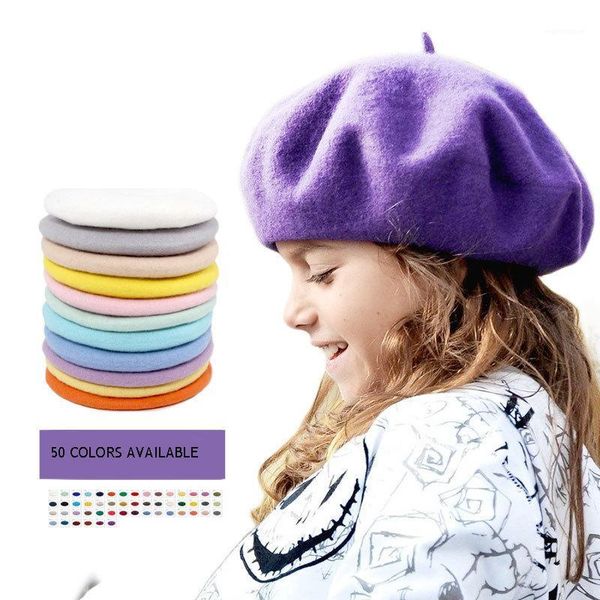 WeMe T164 Kids Beret Hats Warm Wool Cap For Autumn and Winter1, Blue;gray
