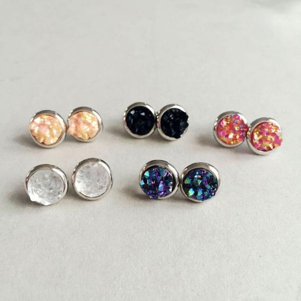 stud yjx030 wholesale 5 piar sets iridescent mini earrings small round square druzy copper rock stone ear deco jewelry1, Golden;silver
stud yjx030 wholesale 5 piar sets iridescent mini earrings small round square druzy copper rock stone ear deco jewelry1, Golden;silver