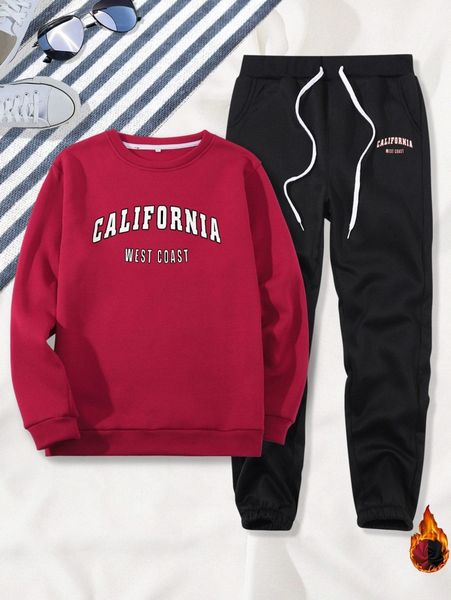men letter graphic thermal pullover & drawstring waist sweatpants q8hu#, Gray
men letter graphic thermal pullover & drawstring waist sweatpants q8hu#, Gray