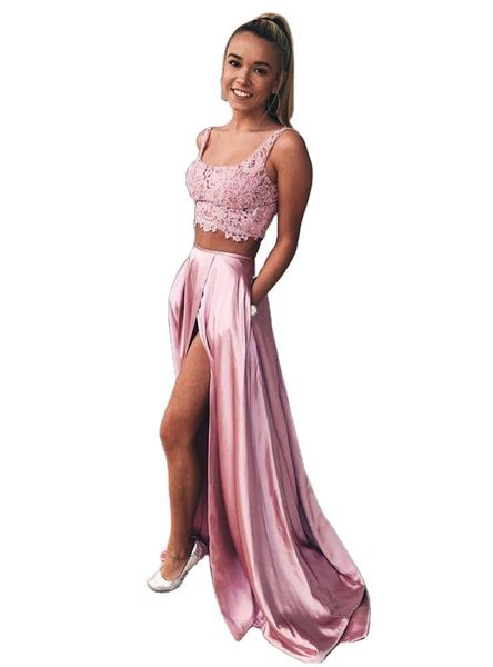 blush pink lace satin 2 pieces women prom dresses 2021 long prom gown for party, Black
blush pink lace satin 2 pieces women prom dresses 2021 long prom gown for party, Black