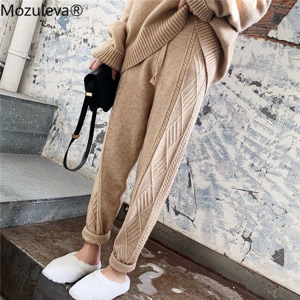 mozuleva winter thicken women harem pants casual drawstring twisted knitted pants femme chic warm female sweater trousers lj201029, Black;white
mozuleva winter thicken women harem pants casual drawstring twisted knitted pants femme chic warm female sweater trousers lj201029, Black;white