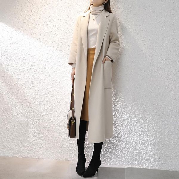 women's wool & blends autumn winter long coat women fashion sleeve slim double-sided cashmere jacket elegant woolen overcoat h590, Black
women's wool & blends autumn winter long coat women fashion sleeve slim double-sided cashmere jacket elegant woolen overcoat h590, Black