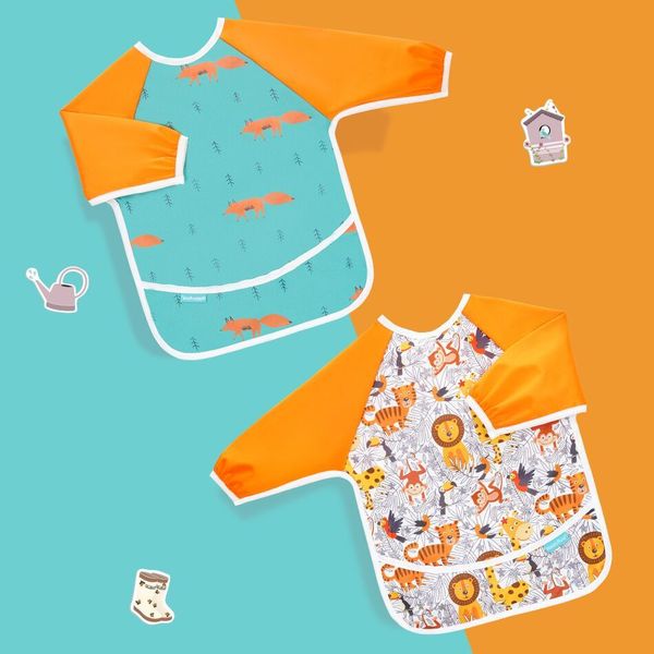happyflute 2pcs/setlong sleeved bib/baby bib/toddler bib/smock, waterproof, washable, stain and odor resistant, 6-24 months baby q1106, Blue
happyflute 2pcs/setlong sleeved bib/baby bib/toddler bib/smock, waterproof, washable, stain and odor resistant, 6-24 months baby q1106, Blue