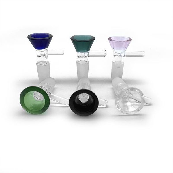 Image of New 14mm 18mm Male Funnel Glass Bowl Color Heady Glass Bowl Bong Bowl Piece Smoking Accessories For Glass Bongs Dab Rigs