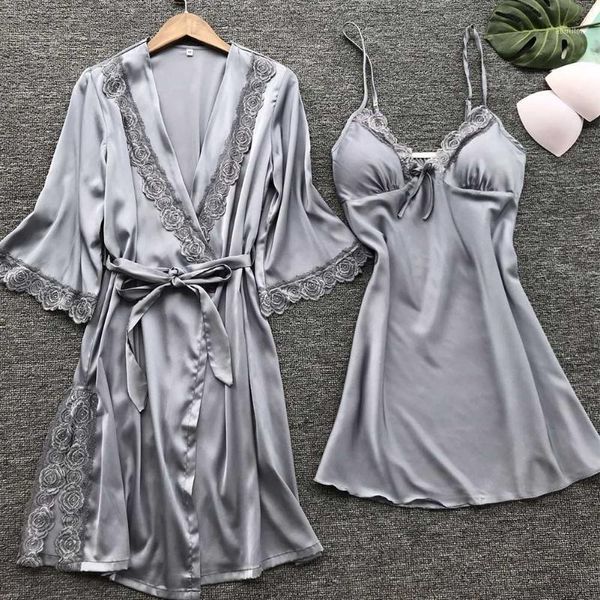 women's sleepwear 2pcs/set lightweight long wedding soft silky loose half sleeve women robe ladies solid waist tie night bath elegant l, Black;red
women's sleepwear 2pcs/set lightweight long wedding soft silky loose half sleeve women robe ladies solid waist tie night bath elegant l, Black;red