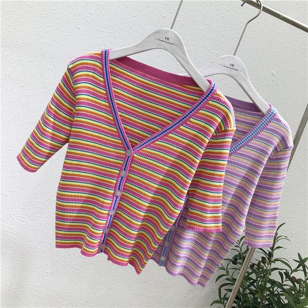 striped short sleeve tshirt women casual v neck single breasted knitted t-shirt female slim crop, White
striped short sleeve tshirt women casual v neck single breasted knitted t-shirt female slim crop, White