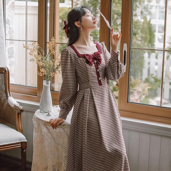 kawaii dress women 2021 spring new french vintage hit color bow tie square collar playful bow tie waist thin sweet plaid dresses1, Black;gray
kawaii dress women 2021 spring new french vintage hit color bow tie square collar playful bow tie waist thin sweet plaid dresses1, Black;gray