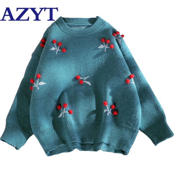 azyt 3d plush ball decoration sweater women's pullover casual loose knit jumpers sweater coat harajuku bf female sweater 201017, White;black
azyt 3d plush ball decoration sweater women's pullover casual loose knit jumpers sweater coat harajuku bf female sweater 201017, White;black