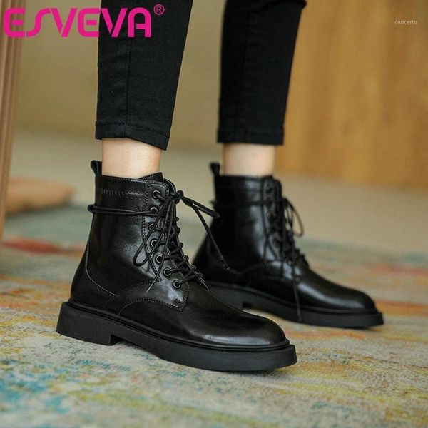 esveva 2021 ankle boots women boots autumn winter pu+leather women shoes round toe square low heel lace up size 35-391, Black
esveva 2021 ankle boots women boots autumn winter pu+leather women shoes round toe square low heel lace up size 35-391, Black