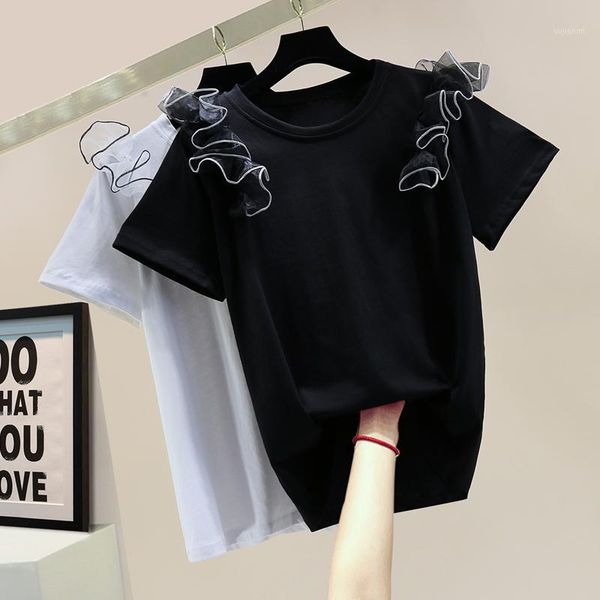 woman summer tshirt fashion design personality ruffled stitching casual short-sleeved t-shirt ladies students t shirt tees1, White
woman summer tshirt fashion design personality ruffled stitching casual short-sleeved t-shirt ladies students t shirt tees1, White