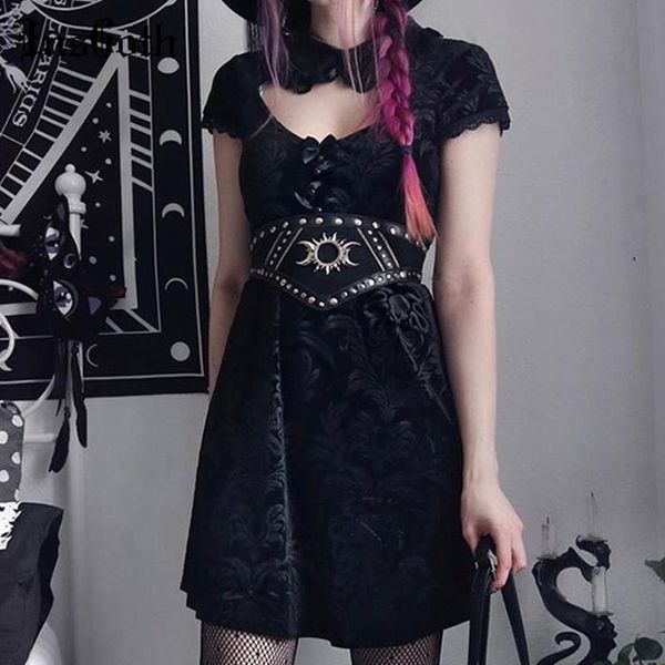 hollow out black gothic dress print lace short sleeve velvet mini dress harajuku streetwear vintage pleated dresses, Black;gray
hollow out black gothic dress print lace short sleeve velvet mini dress harajuku streetwear vintage pleated dresses, Black;gray
