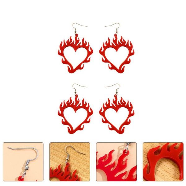 2 pairs acrylic flame eardrop lady hollow-out love-heart spark earrings (red), Silver
2 pairs acrylic flame eardrop lady hollow-out love-heart spark earrings (red), Silver