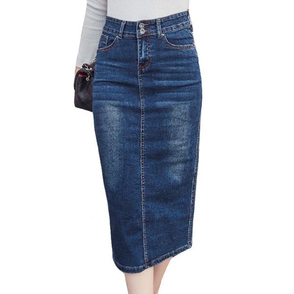 2018 long denim skirt vintage button high waist pencil black blue slim women skirts plus size ladies office jeans faldas
2018 long denim skirt vintage button high waist pencil black blue slim women skirts plus size ladies office jeans faldas
