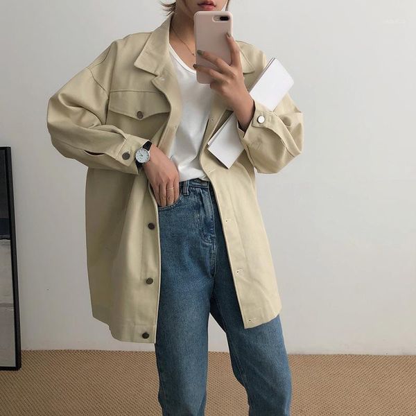 women's notched lapel single breasted outwear winter coat korean-style solid color loose mid-length coat simple1, Tan;black
women's notched lapel single breasted outwear winter coat korean-style solid color loose mid-length coat simple1, Tan;black