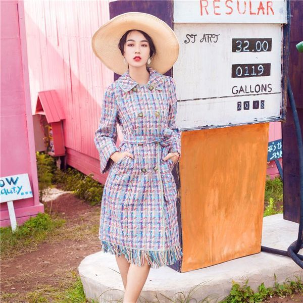 women's wool & blends luxury 2021 fall winter women woollen coat runway colour plaid tweed tassel double breasted slim ladies vintage s, Black
women's wool & blends luxury 2021 fall winter women woollen coat runway colour plaid tweed tassel double breasted slim ladies vintage s, Black