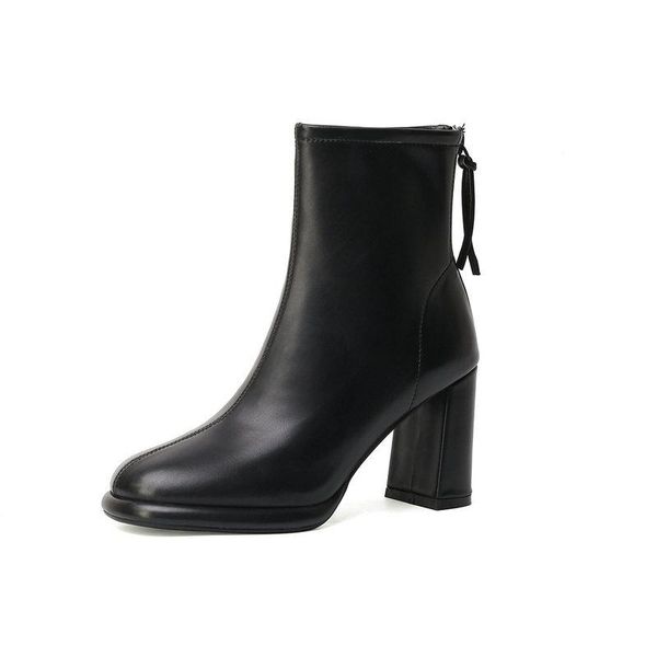 back zipper women boots genuine leather square toe thick high heels ankle boots woman wedding office lady shoes woman, Black
back zipper women boots genuine leather square toe thick high heels ankle boots woman wedding office lady shoes woman, Black