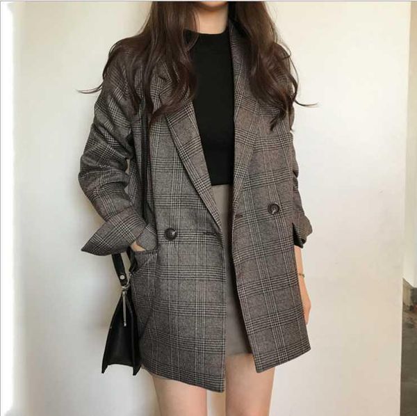 classic plaid double breasted women jacket blazer notched collar female suits coat fashion houndstooth women clothes 20201, White;black
classic plaid double breasted women jacket blazer notched collar female suits coat fashion houndstooth women clothes 20201, White;black