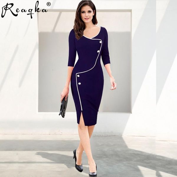 elegant women vintage office work dress casual 3/4 sleeve business bodycon female pencil plus size womens dresses vestidos 20201, Black;gray 
elegant women vintage office work dress casual 3/4 sleeve business bodycon female pencil plus size womens dresses vestidos 20201, Black;gray
