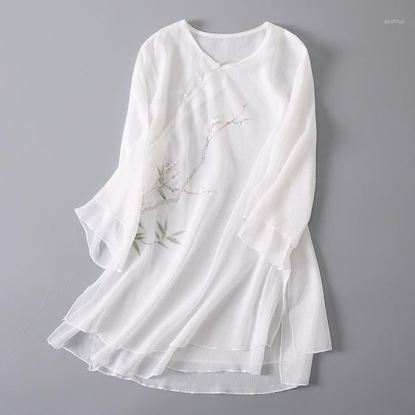 women's blouses & shirts wholesale improved chinese style round neck women's five sleeve solid color agate button chiffon shirt1, White
women's blouses & shirts wholesale improved chinese style round neck women's five sleeve solid color agate button chiffon shirt1, White