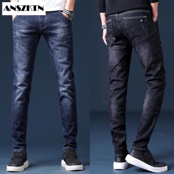 men's jeans anszkin arrivals men'swarm slim fit business fashion thicken denim trousers fleece stretch brand pants black bluewarm, Blue 
men's jeans anszkin arrivals men'swarm slim fit business fashion thicken denim trousers fleece stretch brand pants black bluewarm, Blue