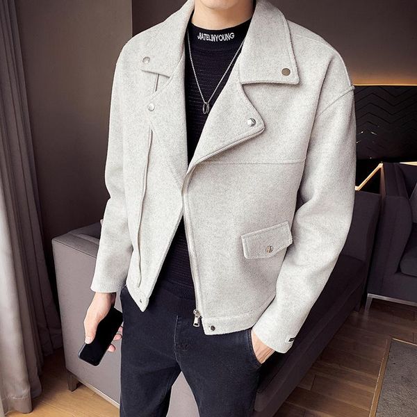 legible winter wool jacket men high-quality wool coat men casual loose collar coat for winter coats, Black