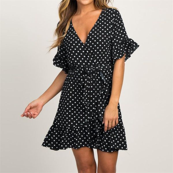summer dress 2020 boho style beach dress fashion short sleeve v-neck polka dot a-line party sundress vestidos1, Black;gray
summer dress 2020 boho style beach dress fashion short sleeve v-neck polka dot a-line party sundress vestidos1, Black;gray