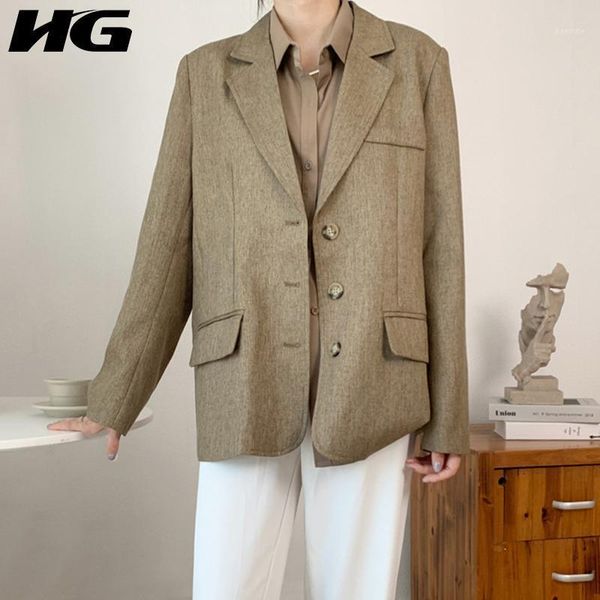 hg solid color blazer women loose fashion simple casual elegant all match single breasted 2021 new autumn women clothes zp31061, White;black
hg solid color blazer women loose fashion simple casual elegant all match single breasted 2021 new autumn women clothes zp31061, White;black