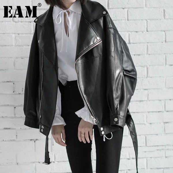 eam 2022 spring bla pu leather loose turn-down collar zipper fashion new womens wild jaet la938, Black
eam 2022 spring bla pu leather loose turn-down collar zipper fashion new womens wild jaet la938, Black