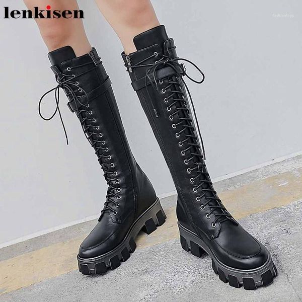 boots lenkisen winter fashion brand thick bottom knight lace up cow leather solid round toe belt buckle zip thigh high l171, Black
boots lenkisen winter fashion brand thick bottom knight lace up cow leather solid round toe belt buckle zip thigh high l171, Black