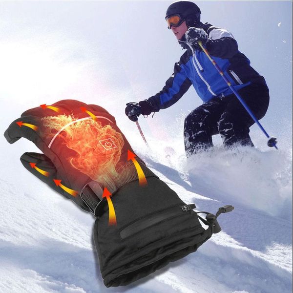 three-speed thermostat electric outdoor warm ski heating gloves, Blue;gray