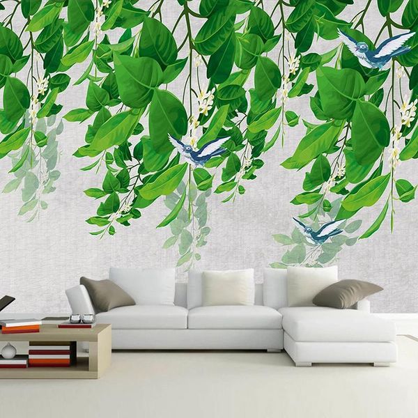 custom p 3d green leaves flower bird mural bedroom living room tv background art wall painting wall papers home decor modern 
custom p 3d green leaves flower bird mural bedroom living room tv background art wall painting wall papers home decor modern