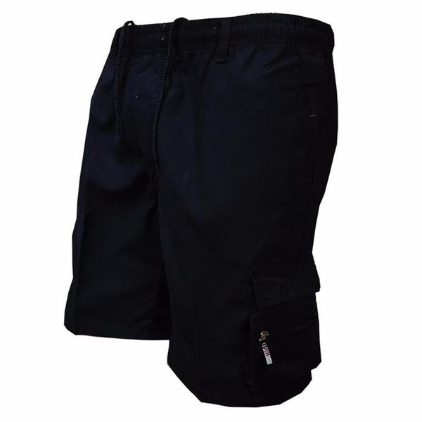 men's shorts summer men loose multi pocket drawstring baggy cargo knee length casual clothing, White;black