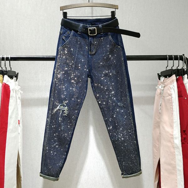 studded jeans woman heavy burns holes denim pants 2019 autumn new women's high-waisted slim pencil trousers rhinestone femme, Blue
studded jeans woman heavy burns holes denim pants 2019 autumn new women's high-waisted slim pencil trousers rhinestone femme, Blue