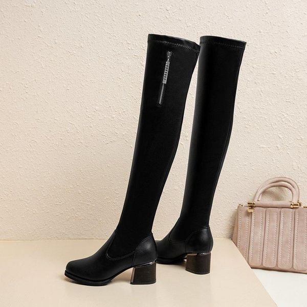 flock heels square ankle boots women women's over-the-knee boots ladies warm square high heels winter high-tube, Black
flock heels square ankle boots women women's over-the-knee boots ladies warm square high heels winter high-tube, Black