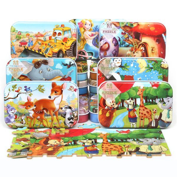 60 pieces wooden puzzle toys with iron box kids cartoon animal wood map puzzles educational toys for children christmas gift
60 pieces wooden puzzle toys with iron box kids cartoon animal wood map puzzles educational toys for children christmas gift