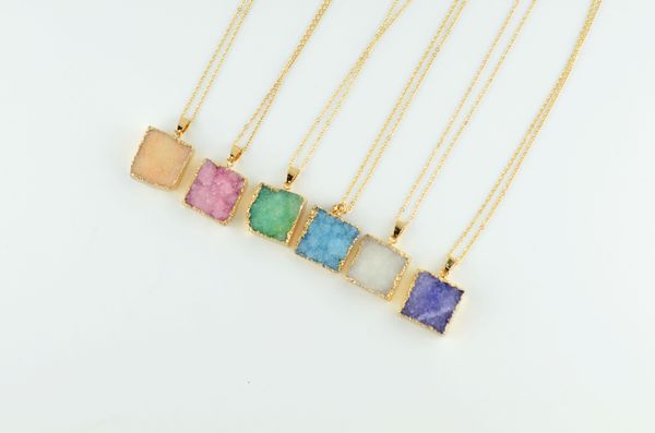 natural square crystal pastel druzy pendant necklaces healing point gemstone original real stone style gold edged stones jewelry jewellry, Silver
natural square crystal pastel druzy pendant necklaces healing point gemstone original real stone style gold edged stones jewelry jewellry, Silver