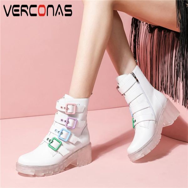 verconas new women ankle boots genuine leather autumn winter fashion popular buckle strap platforms high heels short boots woman, Black
verconas new women ankle boots genuine leather autumn winter fashion popular buckle strap platforms high heels short boots woman, Black