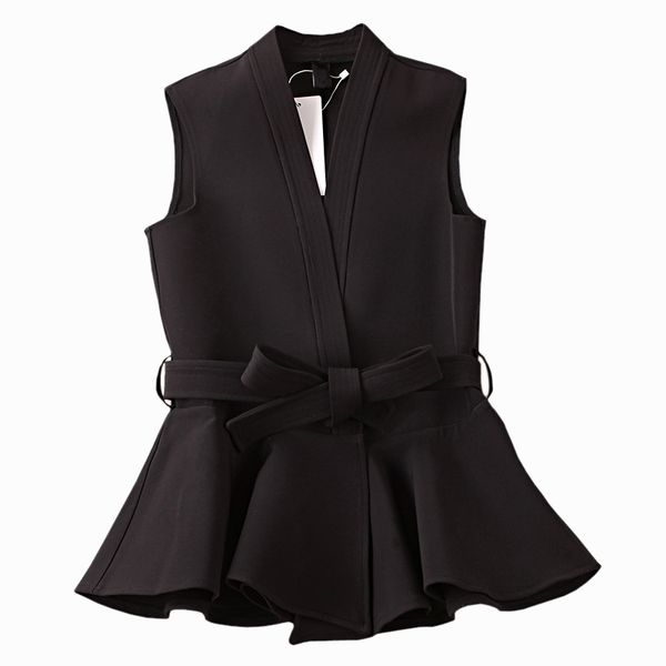 spring autumn women's jacekt wool blends coat korean temperament ruffled slim vest waistcoat office ladies clothes black 201029, Black;white
spring autumn women's jacekt wool blends coat korean temperament ruffled slim vest waistcoat office ladies clothes black 201029, Black;white