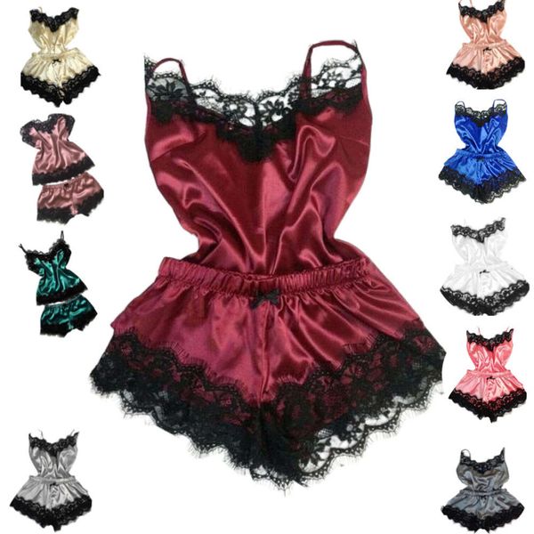 women's nightdress home pajamas two piece lace set, Black;red
women's nightdress home pajamas two piece lace set, Black;red